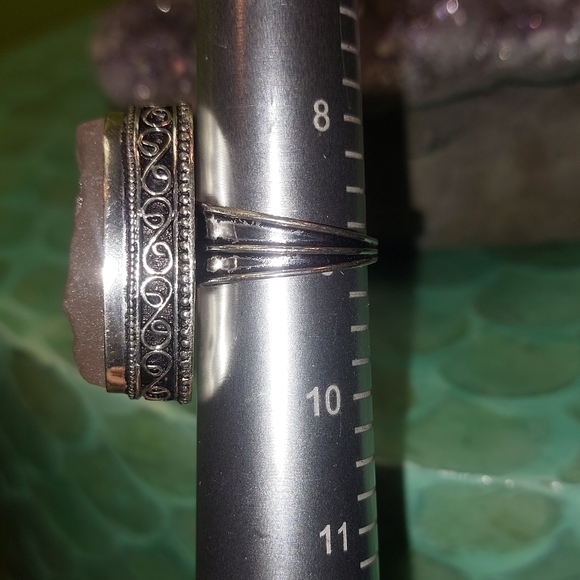 Raw Rose Quartz High Setting Ring Size 9 - Picture 7 of 7